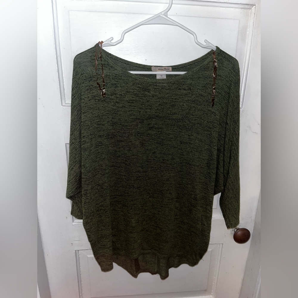 Ultra Teeze Green Heathered Dolman Sleeve Sweater Top